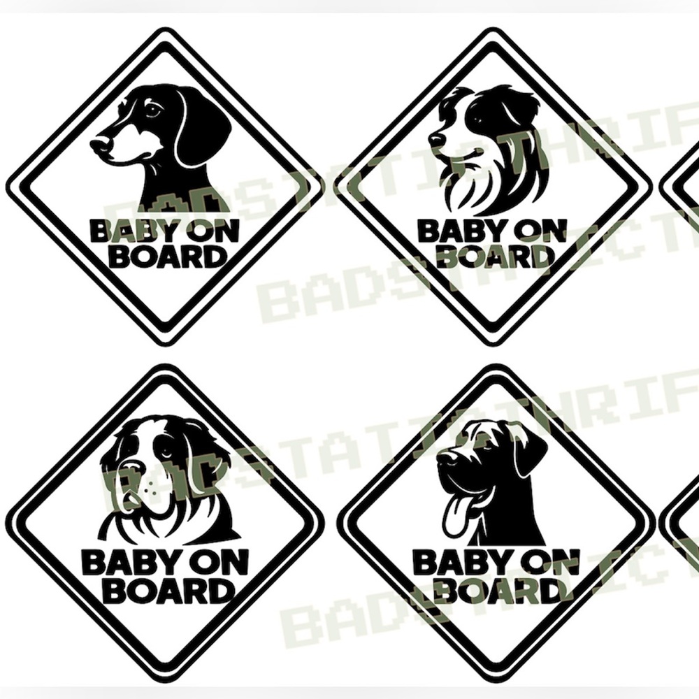 CUSTOM Dog Baby On Board Sticker Car Decal HANDCRAFTED